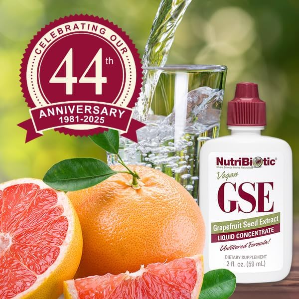NutriBiotic, Vegan GSE Grapefruit Seed Extract, Liquid Concentrate, 100 mg, 2 fl oz (59 ml)