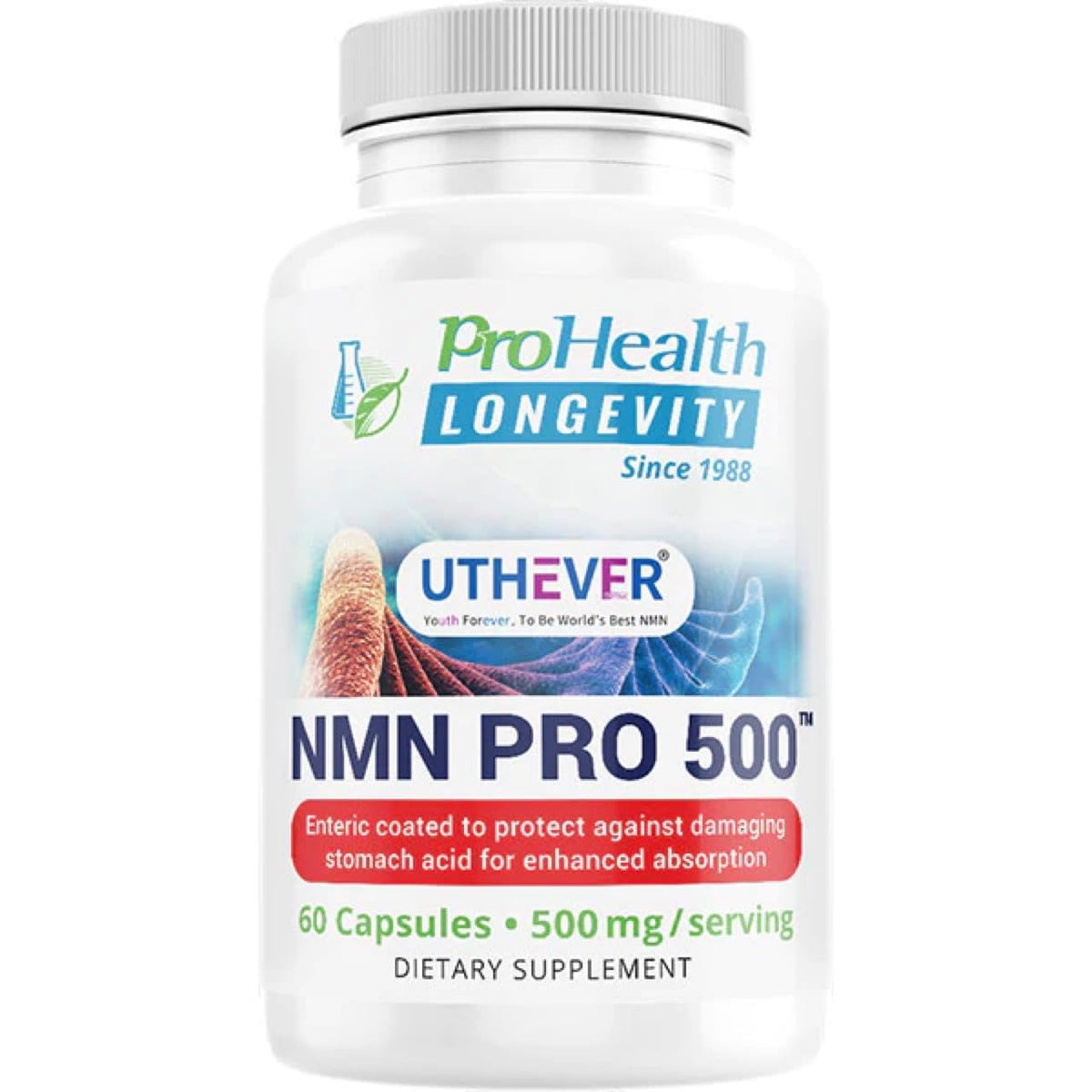 ProHealth Longevity NMN Pro 500 Enhanced Absorption - Uthever Brand NMN for NAD+ Boost - 60 Capsules