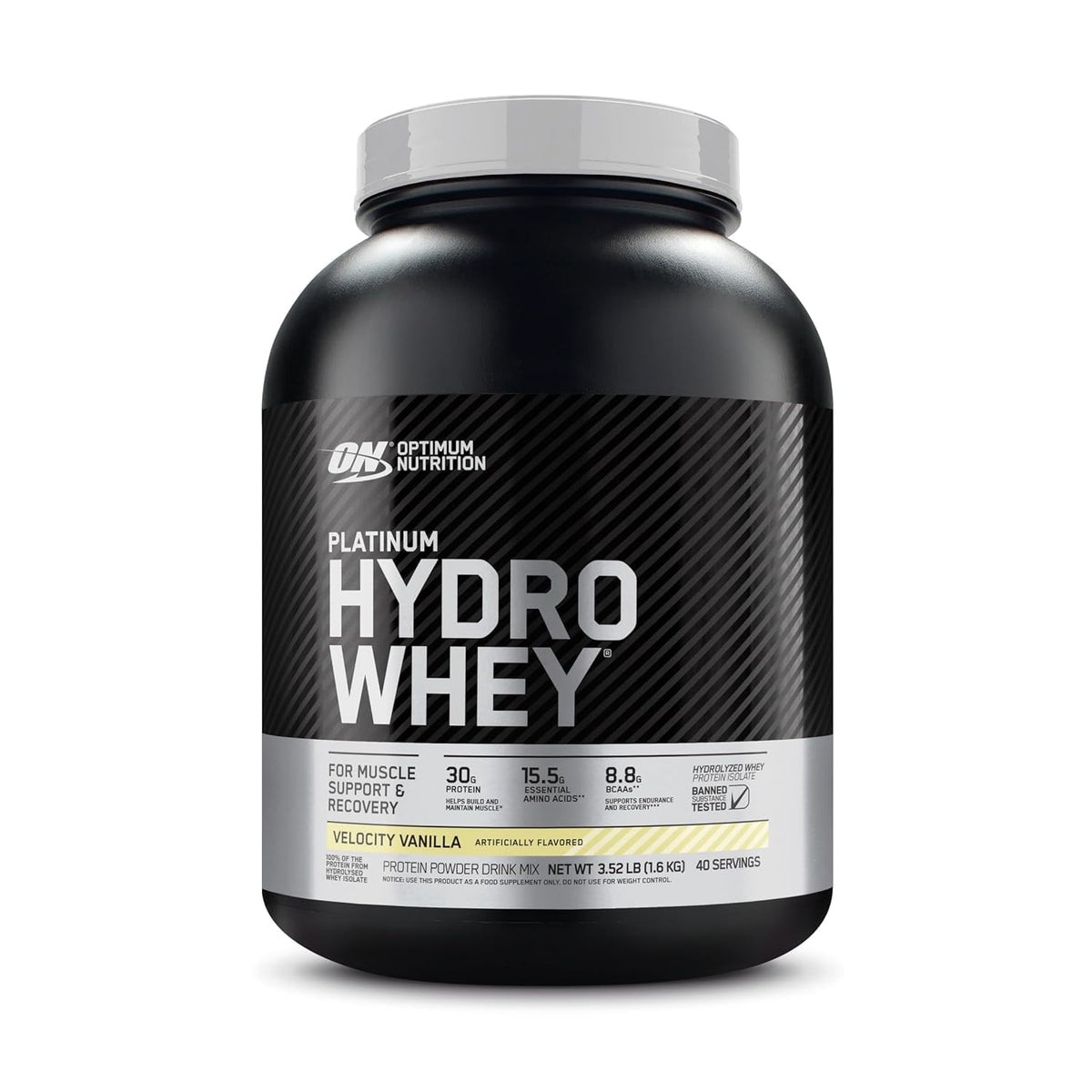 Optimum Nutrition Platinum Hydro Whey Isolate Protein Powder - Fast-Digesting Vanilla