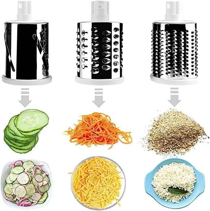 Multi-Function 3-in-1 Rotary Grater & Vegetable Cutter - Stainless Steel Blades