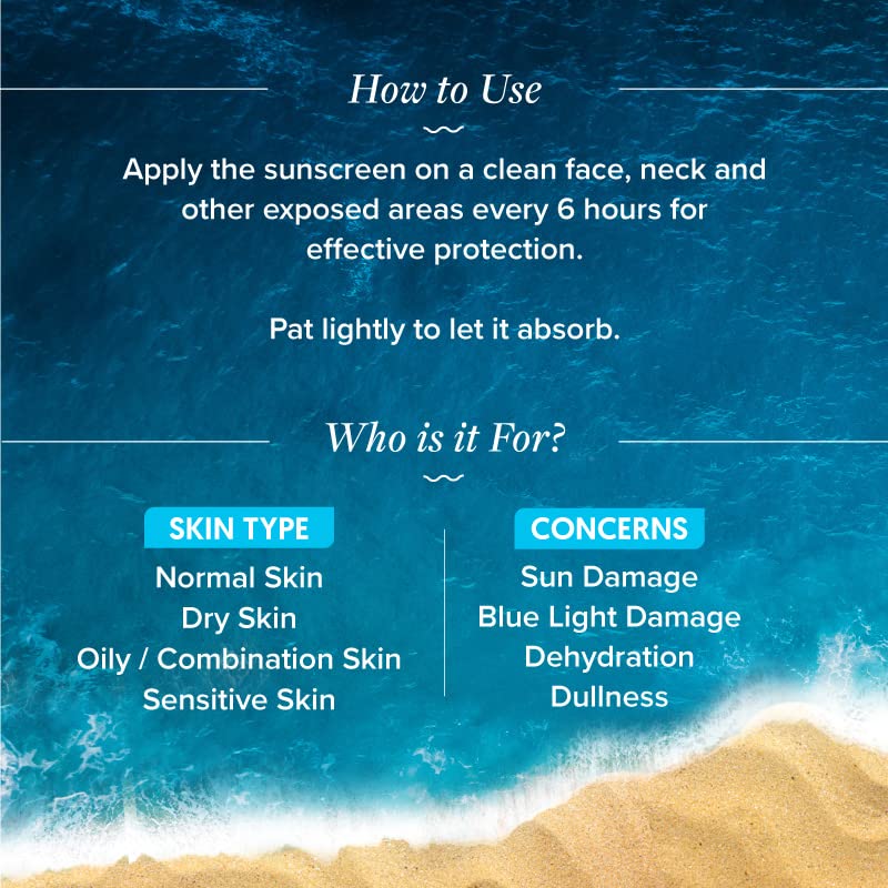 Aqualogica Hydrate+ Lightweight Sunscreen SPF 50 PA++++ - Coconut Water & Hyaluronic Acid - UVA/UVB + Blue Light Protection, 50g