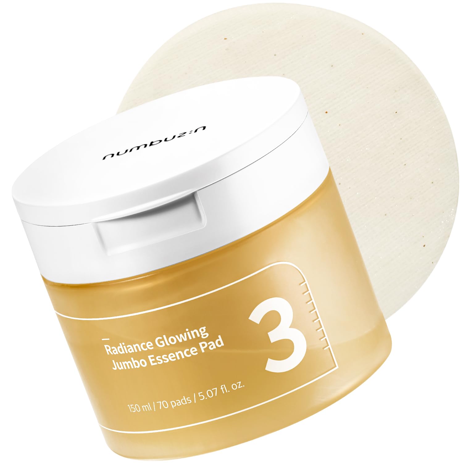 numbuzin No.3 Radiance Glowing Jumbo Essence Pad 70 Pads - Vegan Biodegradable Skincare