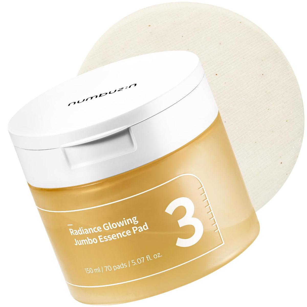 numbuzin No.3 Radiance Glowing Jumbo Essence Pad 70 Pads - Vegan Biodegradable Skincare