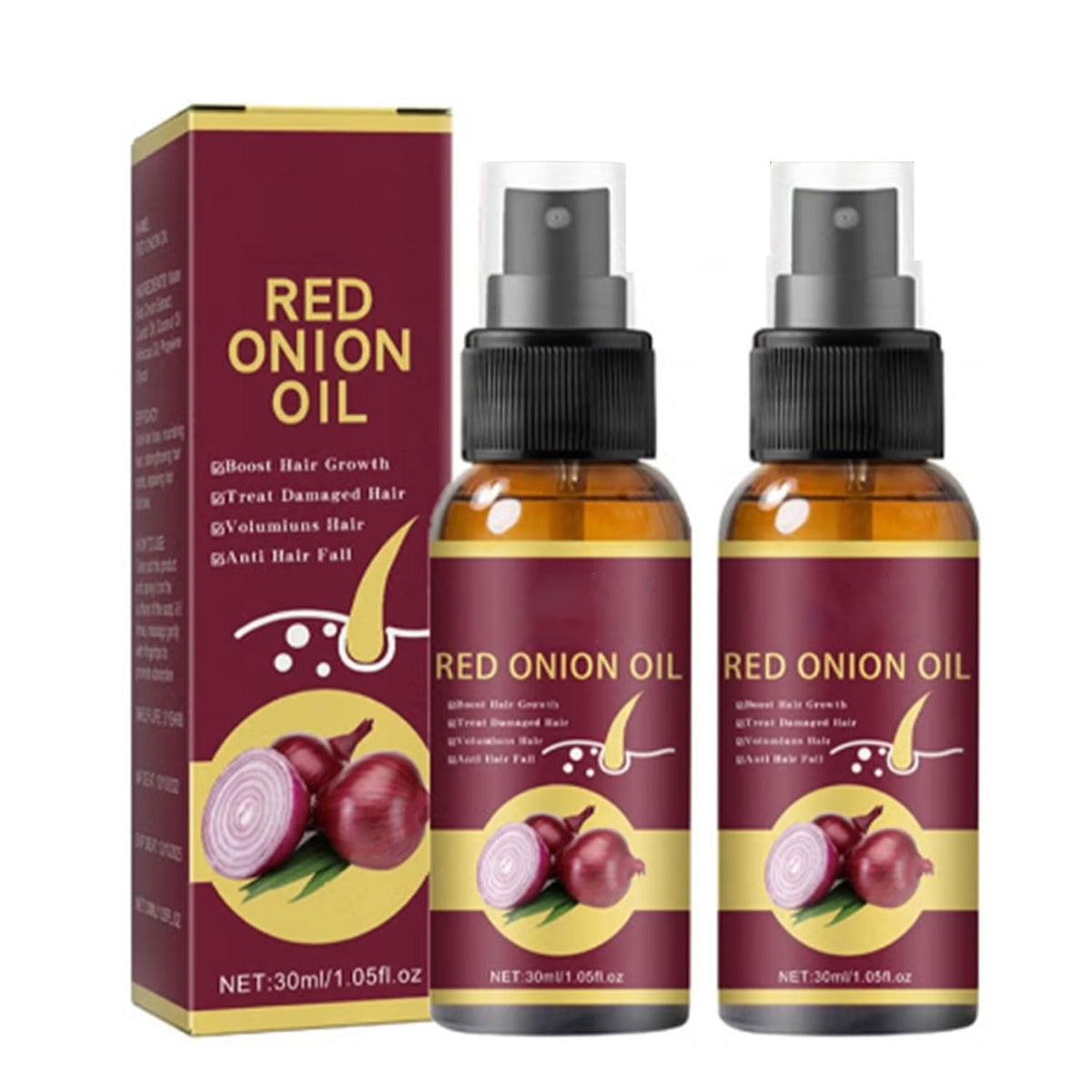 Premium Red Onion Hair Oil & Thickening Spray - 30ml | Anti-Hair Loss & Rapid Growth for Men & Women