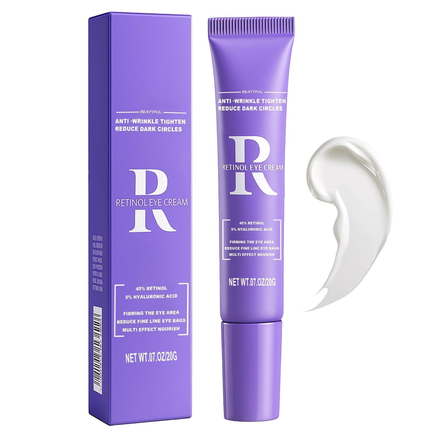 Retinol & Hyaluronic Acid Eye Cream for Dark Circles, Wrinkles & Puffiness