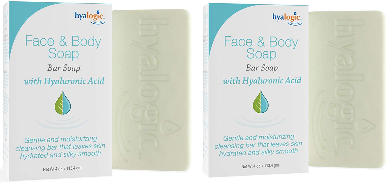 Hyalogic Hydrating HA Face & Body Cleansing Bar Soap (2-Pack) - Fragrance-Free, Vegan
