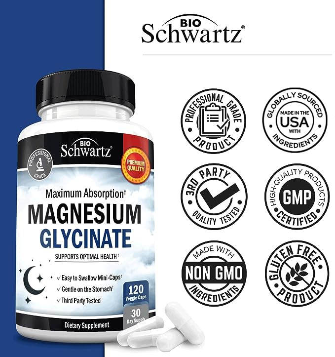 BioSchwartz Maximum Absorption Magnesium Glycinate 500mg - 120 Mini Capsules