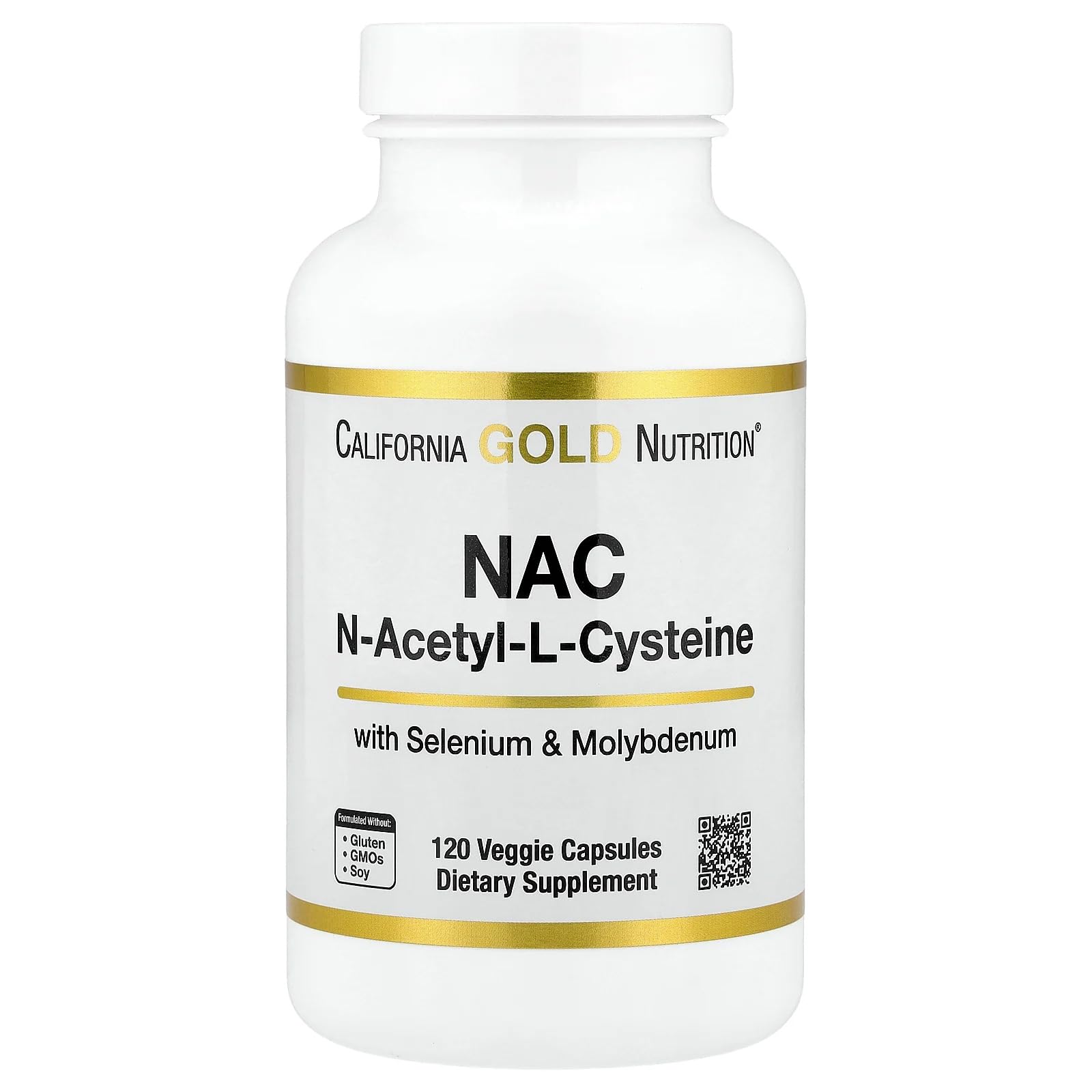 California Gold Nutrition N-Acetyl-L-Cysteine (NAC) with Molybdenum & Selenium, 120 Capsules