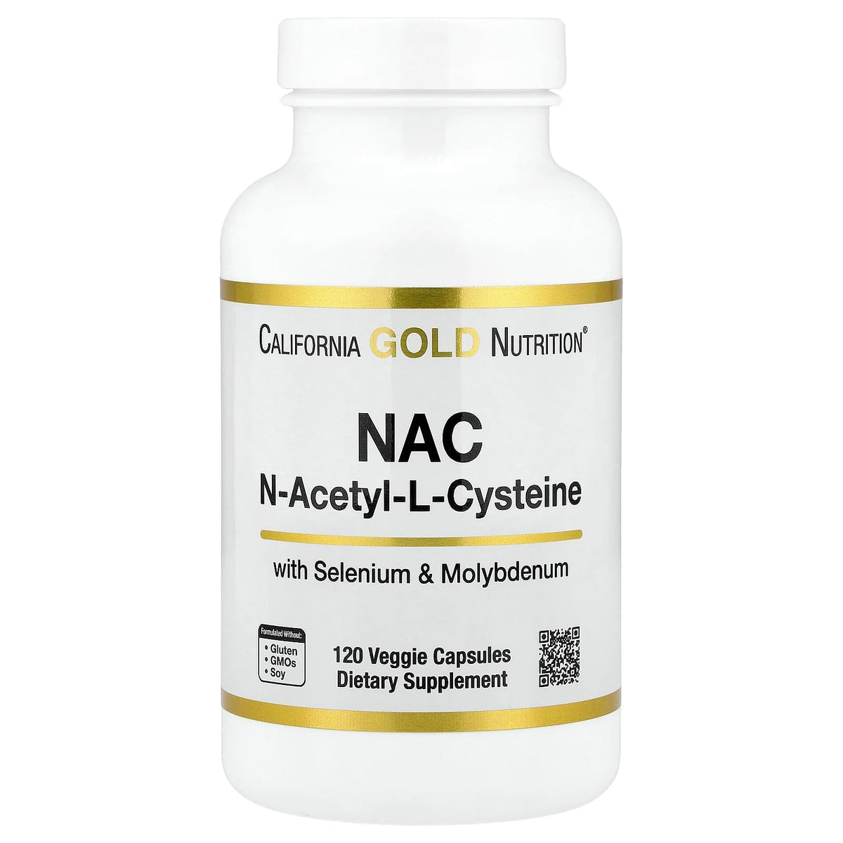 California Gold Nutrition N-Acetyl-L-Cysteine (NAC) with Molybdenum & Selenium, 120 Capsules