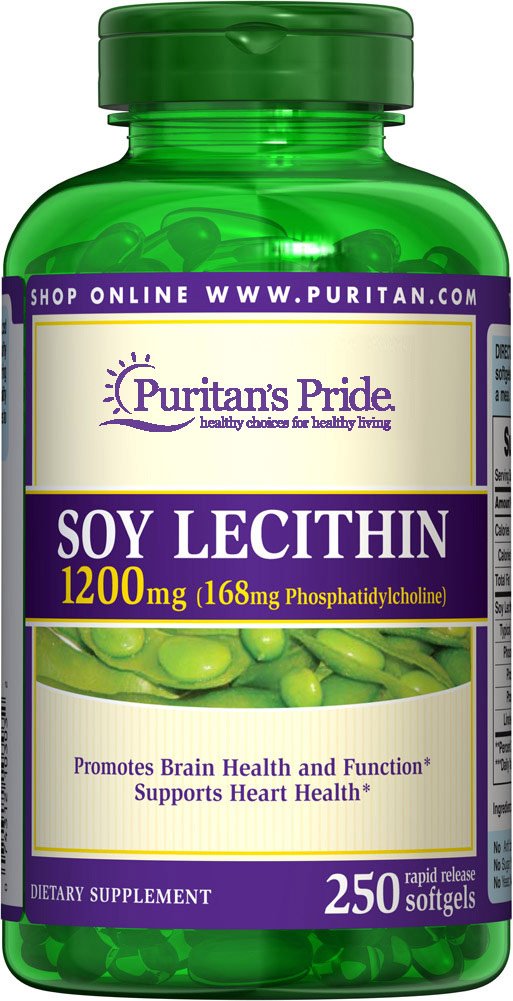 Puritan's Pride Soy Lecithin 1200 Mg, 250 Count for Cholesterol Support