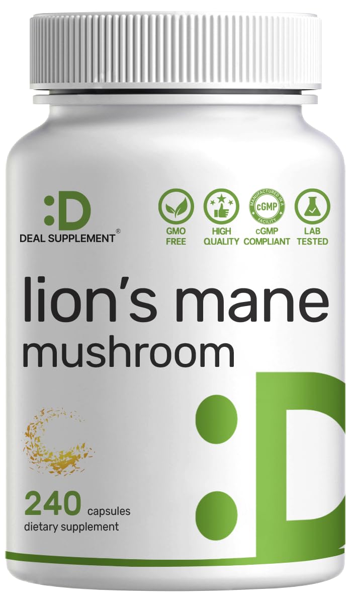 High-Potency Lion's Mane Mushroom Supplement 7,500mg - Brain Nootropic & Immune Booster