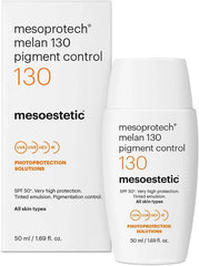 كريم Mesoestetic Mesoprotech Melan SPF 130+ للتحكم في التصبغ - يحمي البشرة من الأشعة فوق البنفسجية UVB وUVA وHEV والأشعة تحت الحمراء - واقي شمسي للوجه