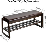 Mid-Century Modern Shoe Bench with Storage – White