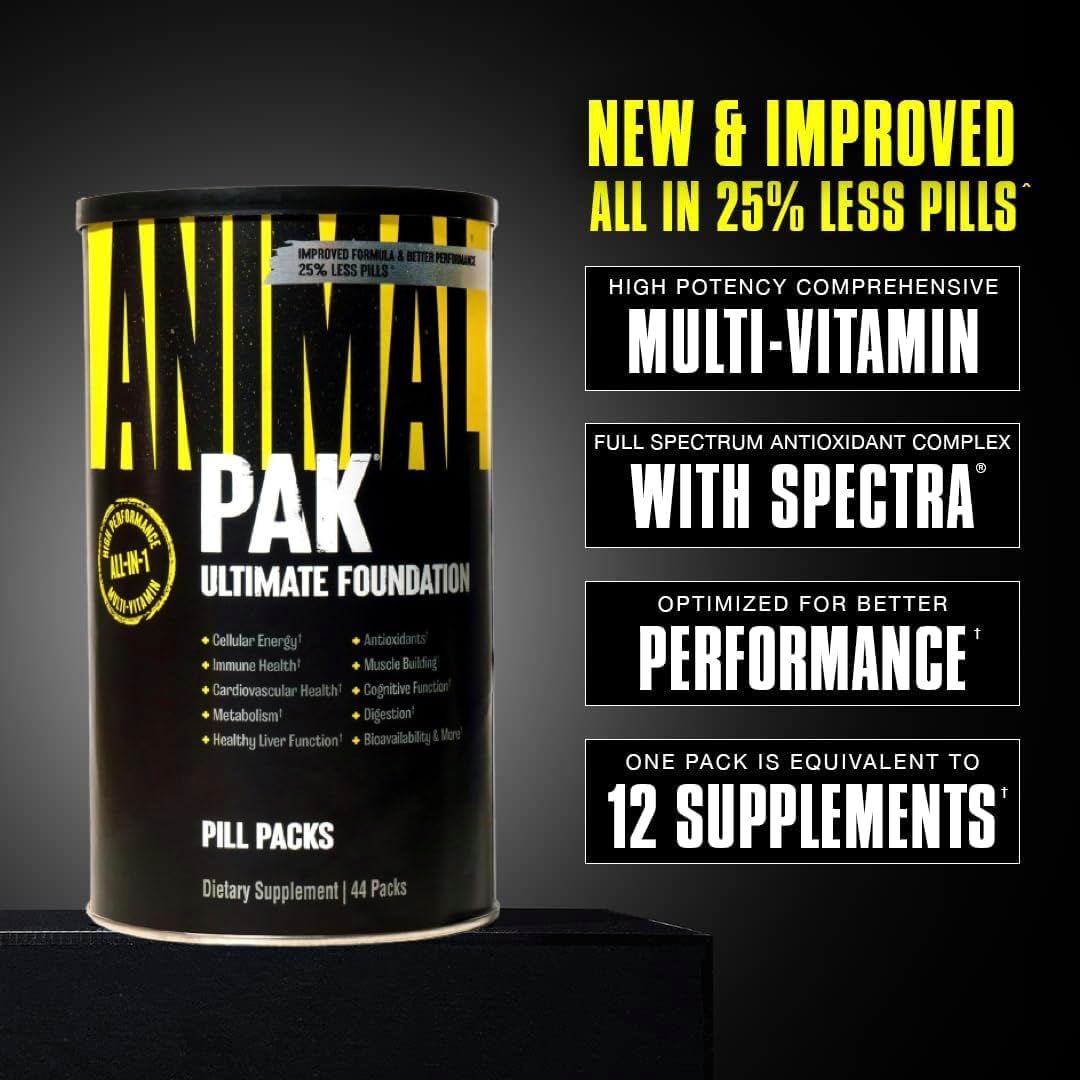 Animal Pak متعدد الفيتامينات للرجال والنساء  لدعم المناعة وتعزيز الأداء الرياضي