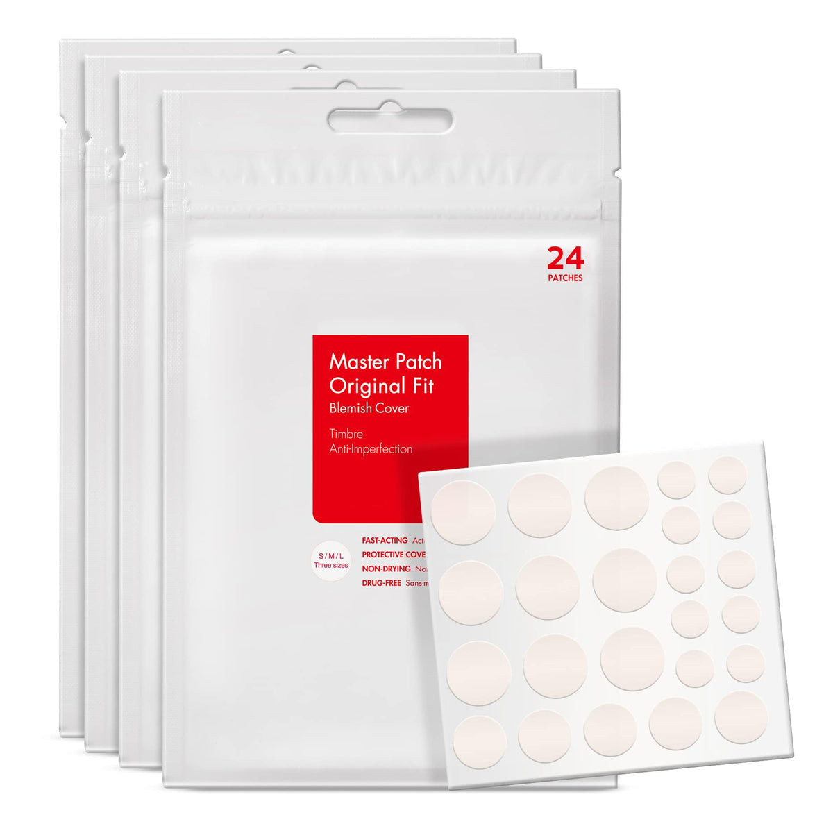 YOOJ® 96 Pcs Pimple Patches - Hydrocolloid Acne Absorbing Patches, Vegan & Cruelty Free, 3 Sizes