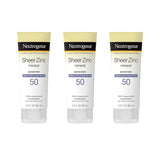 Neutrogena Mineral Sunscreen Sheer Zinc Oxide Dry-Touch Lotion SPF 50 - Water Resistant for Sensitive Skin (3 fl. oz, 3 Pack)