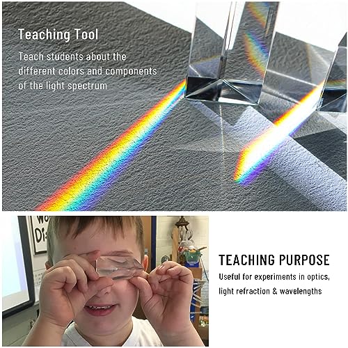 NALACAL Optical Glass Prisms Set - 4pcs Crystal Triangular Prisms for Rainbow Light Experiments & Decor