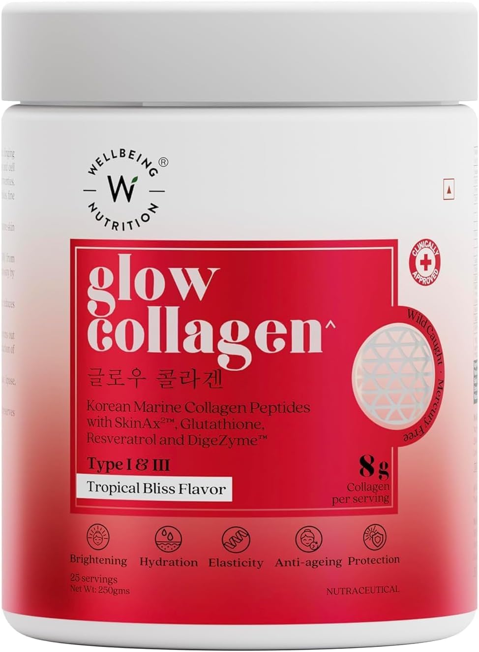 Glow Korean Marine Collagen Peptides Tropical Bliss Flavor 250g - Radiant Skin Boost