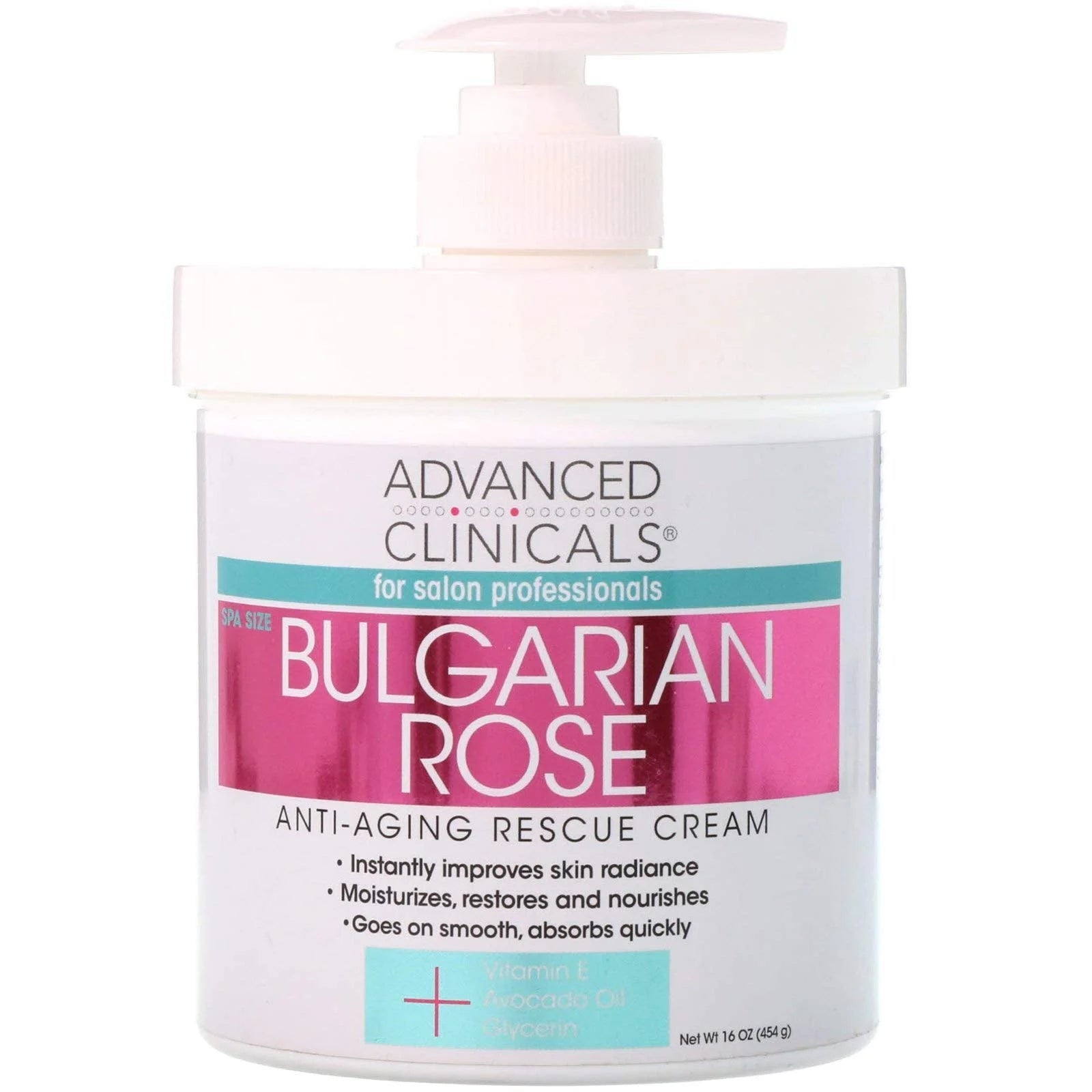 Advanced Clinicals Anti-Aging Rescue Cream - Bulgarian Rose (16 oz)