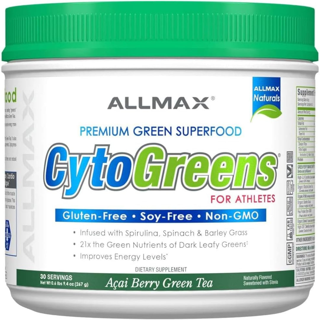ALLMAX, CytoGreens, Premium Green Superfood for Athletes, Acai Berry Green Tea, 1.2 lbs (535 g)