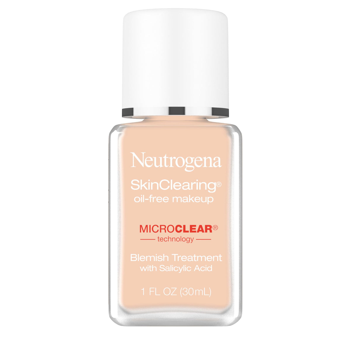 Neutrogena SkinClearing Oil-Free Acne Foundation with 0.5% Salicylic Acid - Shine Control Makeup for Acne-Prone Skin - 40 Nude - 1 fl. oz