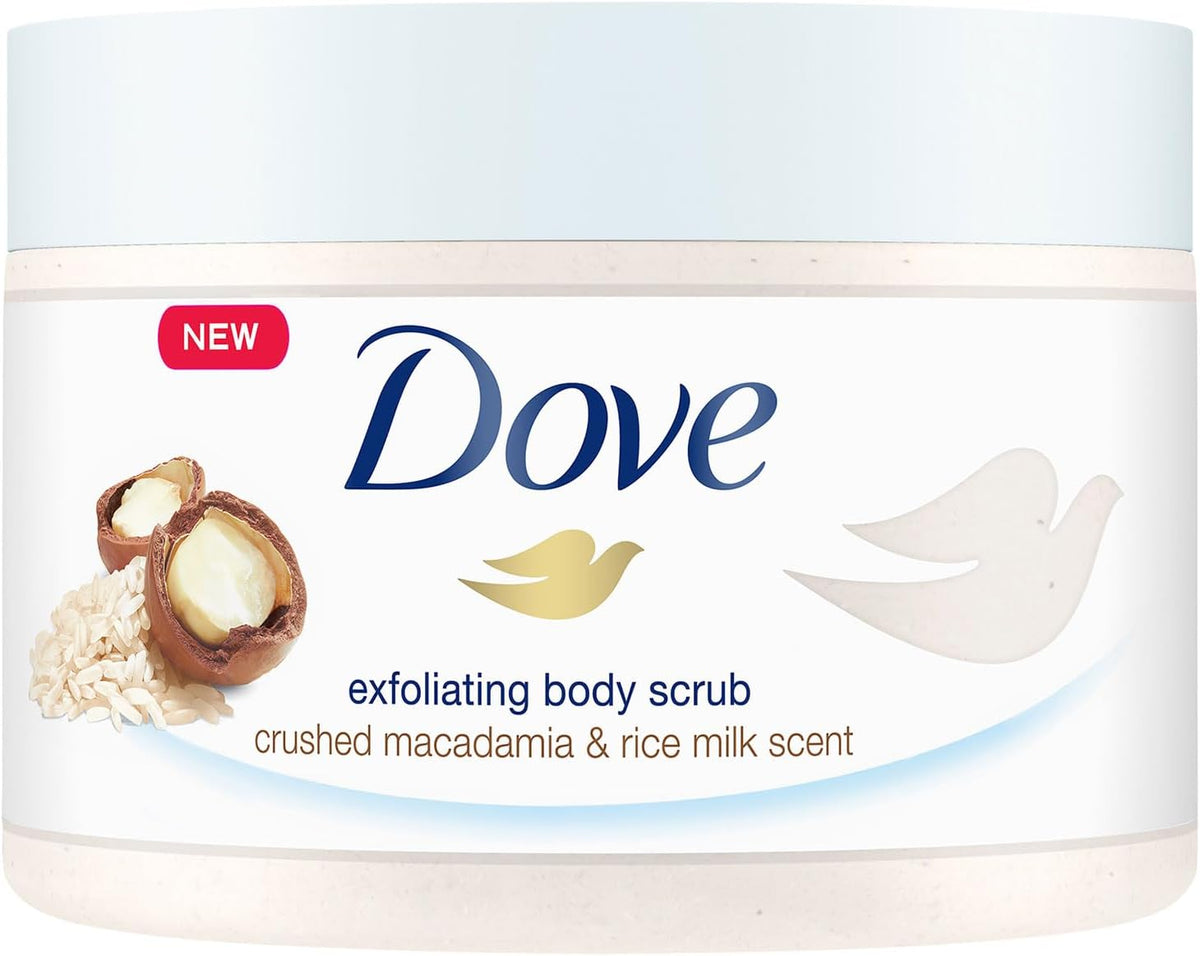 Dove Macadamia & Rice Milk Exfoliating Body Scrub 225ml
