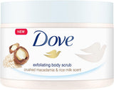 Dove Macadamia & Rice Milk Exfoliating Body Scrub 225ml