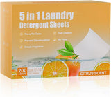 NALACAL Eco-Friendly Laundry Detergent Sheets - Citrus Scent, 200 Loads