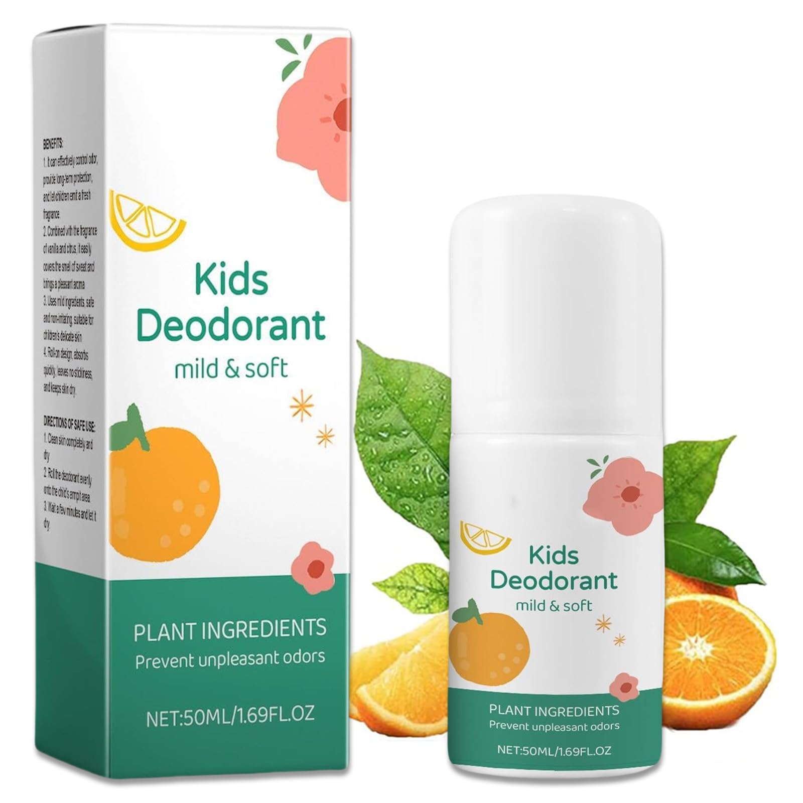 Natural Deodorant for Kids & Teens - Aluminum Free, Alcohol-Free, Paraben Free, 24 Hr Odor Protection, Clean Fresh Scent, Hypoallergenic, 50ml