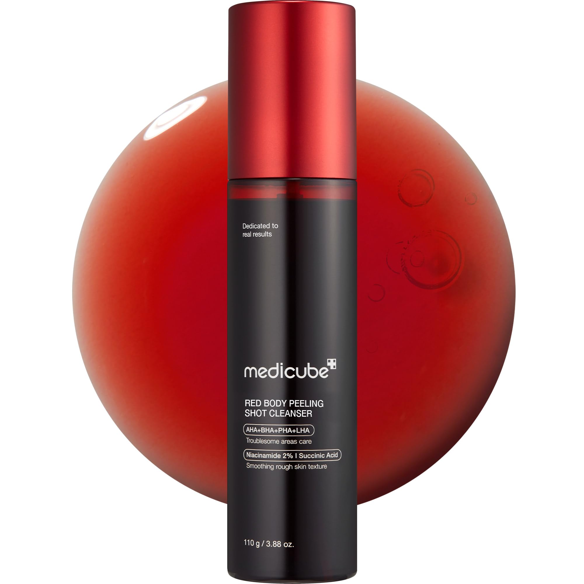 Medicube Red Body Peeling Shot - Strawberry Skin Exfoliating Spray with AHA, BHA & Succinic Acid - 3.88 oz