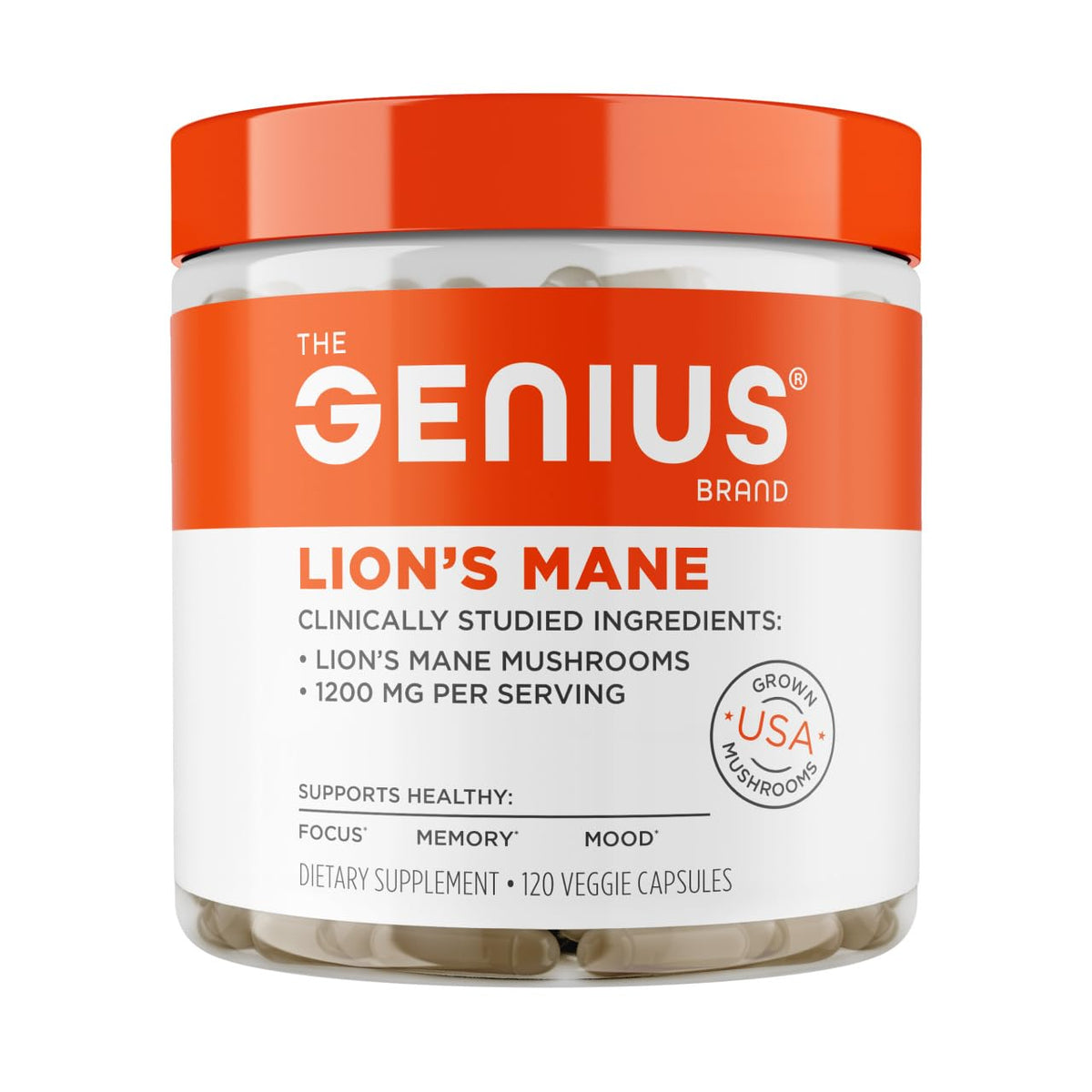 Lions Mane Nootropic Supplement Capsules, Organic, 1200mg Focus & Memory Support