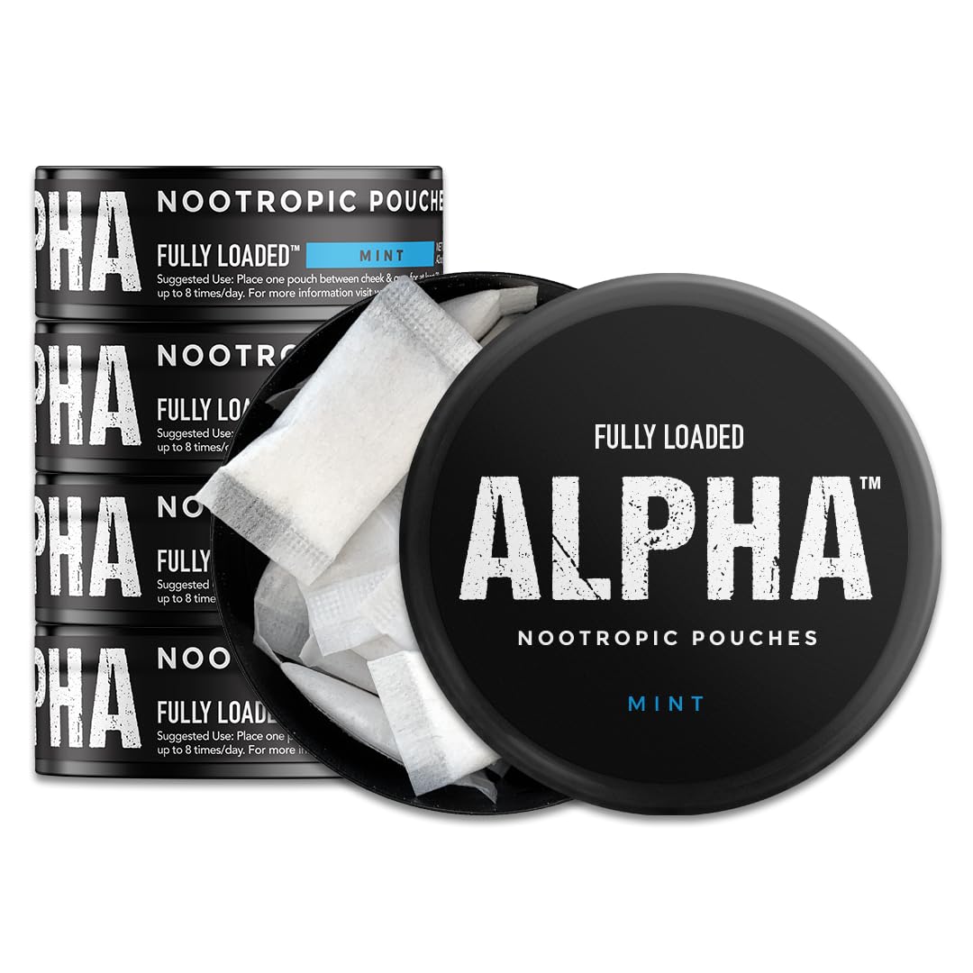 Fully Loaded Alpha Nootropic Pouches Mint - 5 Cans | Cognitive Energy & Focus