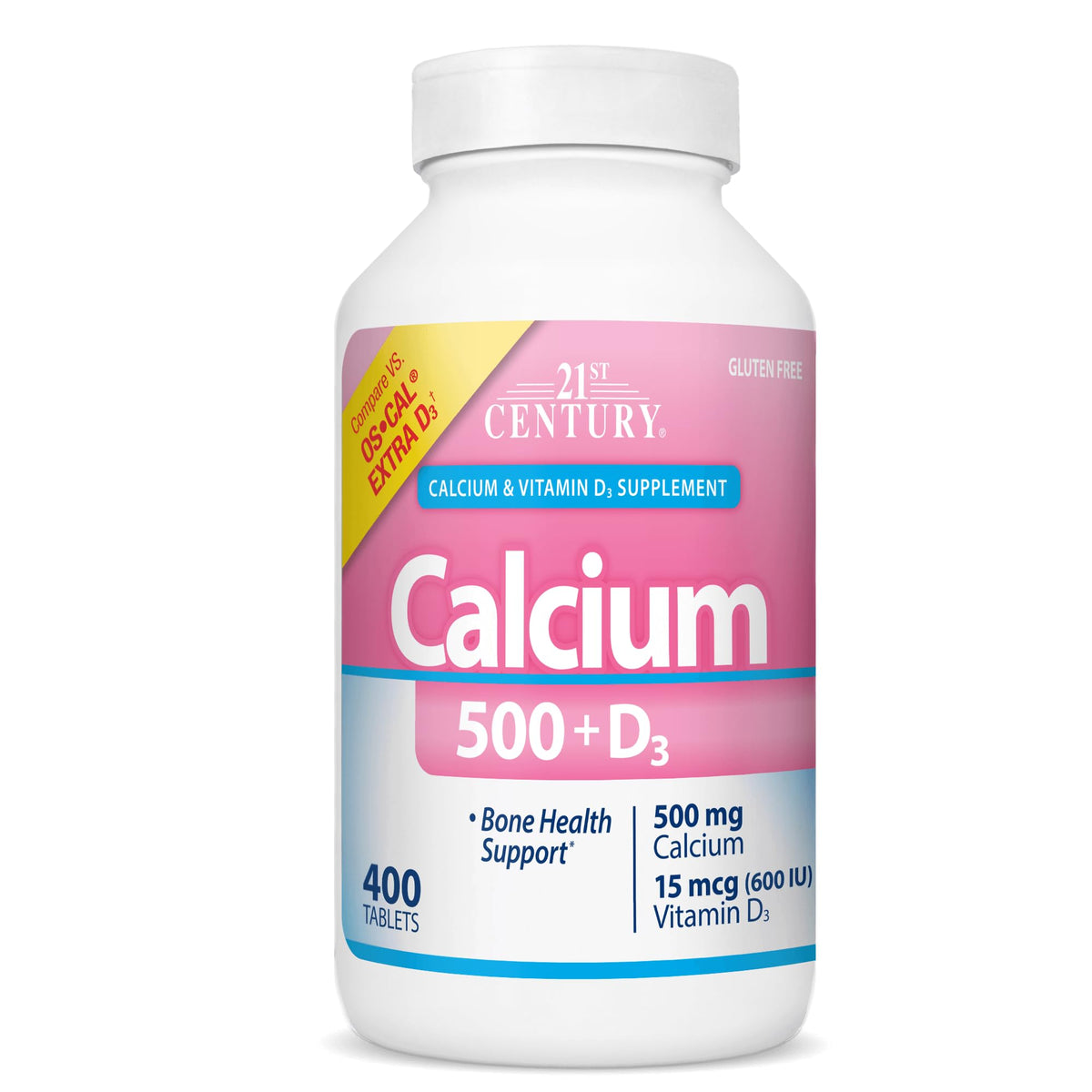 21st Century Calcium 500mg + Vitamin D3 - 400 Tablets