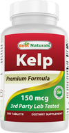 Best Naturals Kelp Supplement 150mcg: Thyroid, Metabolism & Iodine - 300 Tabs