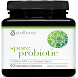 Youtheory Spore Probiotic - 6 Billion CFU - Probiotic Digestive Supplement* - Resists Stomach Acid Breakdown* - Dairy, Gluten & Soy Free - 60 Vegetarian Capsules
