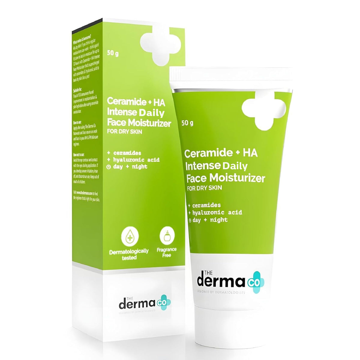 The Derma Co Ceramide + HA Intense Moisturizer for Dry Skin - Hyaluronic Acid & Ceramide Repair - 50g