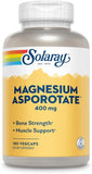 Solaray Magnesium Aspartate 400mg - 180 Vegan Capsules for Muscle & Nerve Support