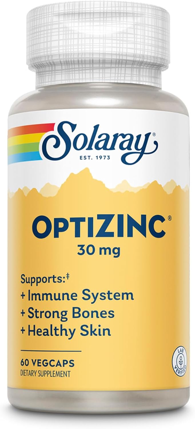 Solaray OptiZinc 30mg - 60 Vegetarian Capsules for Immune Support