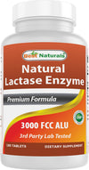 Best Naturals Lactase Enzyme, Fast-Acting, 3000 FCC ALU, 180 Tablets