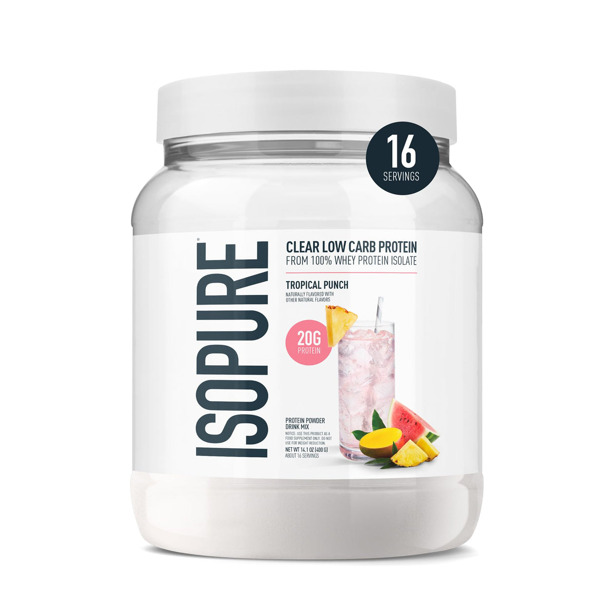 Isopure Infusions Whey Protein Isolate Powder - Tropical Punch (16 Servings)