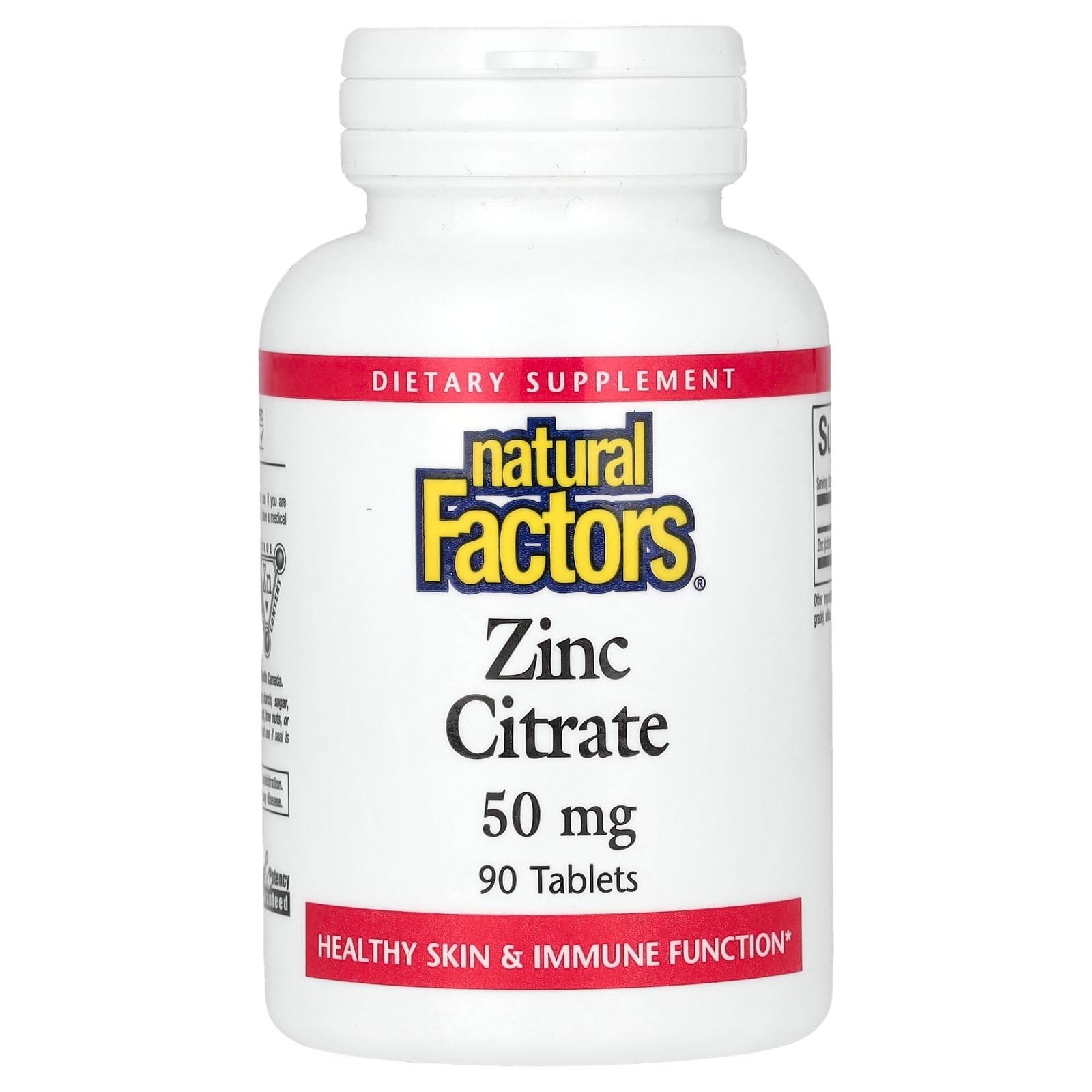 Natural Factors Zinc Citrate - 50mg | 90 Tablets for Immune Support