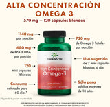 Swanson High Concentrate Omega-3 Fish Oil Essential Fatty Acids Heart Brain Health Supplement EFAs, 720mg EPA DHA 680mg, 120 Softgels .