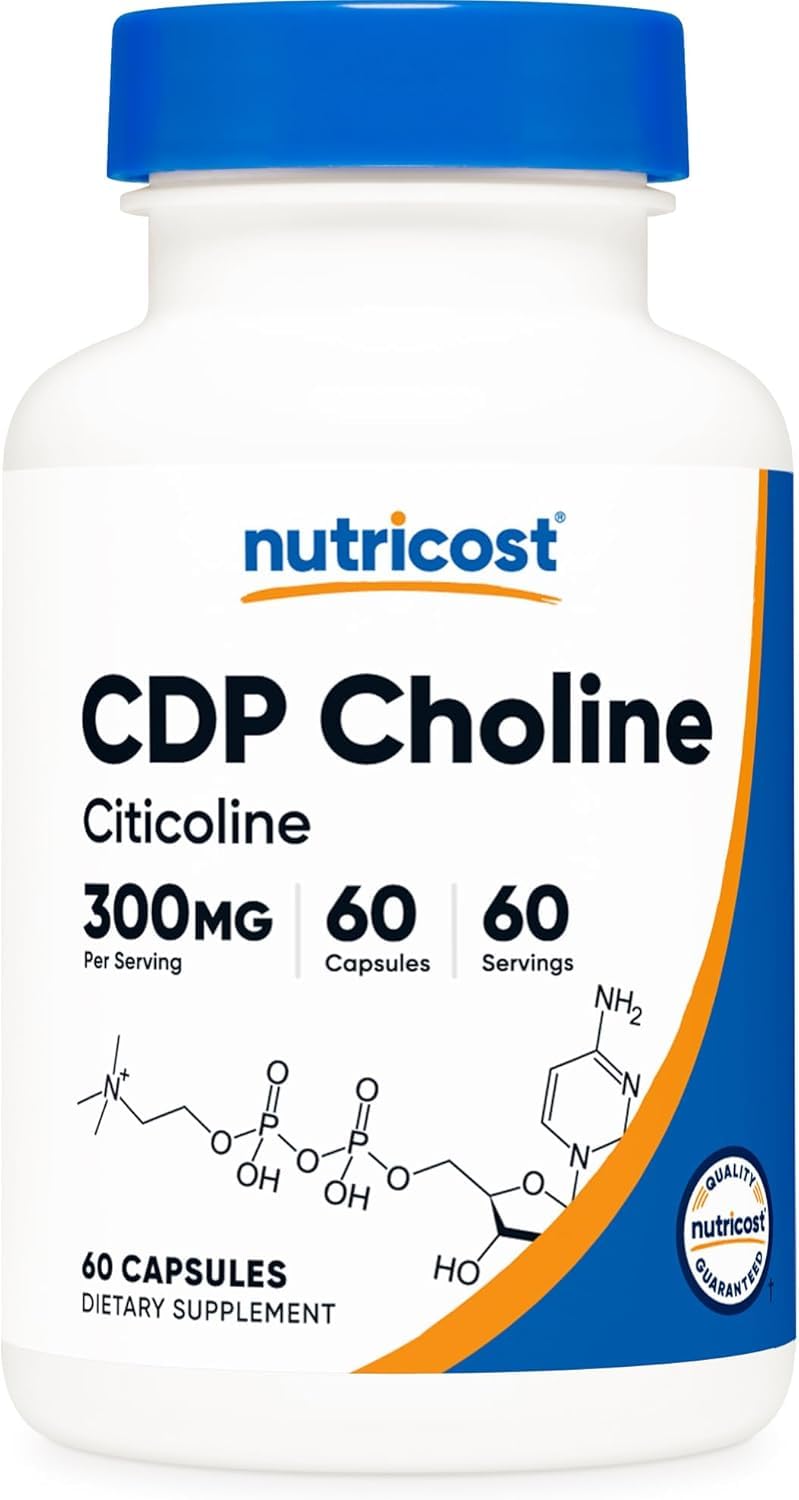 Nutricost CDP Choline (Citicoline) 300mg - 60 Vegetarian Capsules - Non-GMO, Gluten Free
