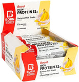 Born Winner Protein Bar BOOST, Banana Milkshake, 17g Protein, 12-Pack GF