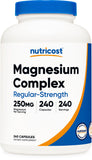 Nutricost Magnesium Complex 250mg - 240 Capsules - High Absorption Formula with Magnesium Oxide, Citrate & Glycinate - Gluten Free & Non-GMO