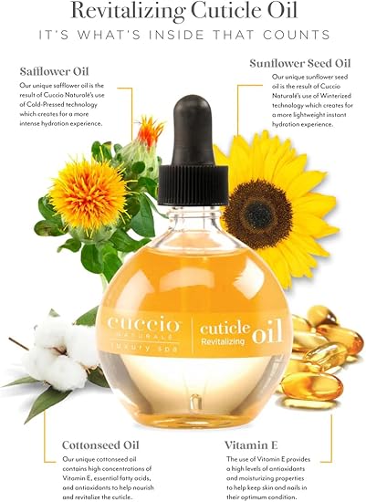 Cuccio Naturale Revitalizing Cuticle Oil with Milk & Honey, 2.5 oz hydrating formula for soft, healthy cuticles