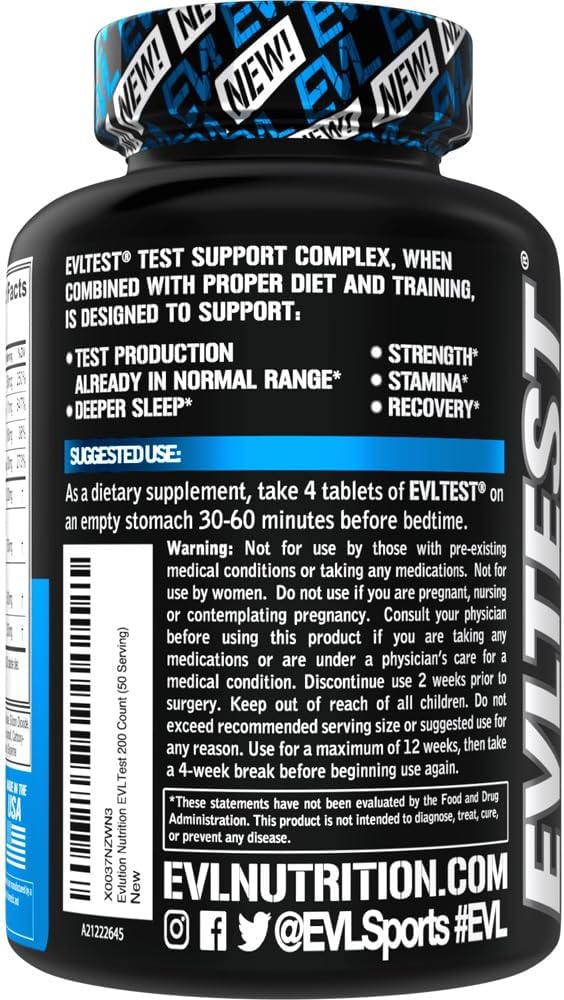 EVL testosterone booster with DIM, D-aspartic acid, and fenugreek for men's health