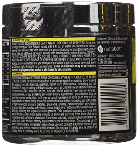 C4 Ripped Pre-Workout Powder – Raspberry Lemonade – 6.3 oz (180g) – Fat Burning Energy & Focus