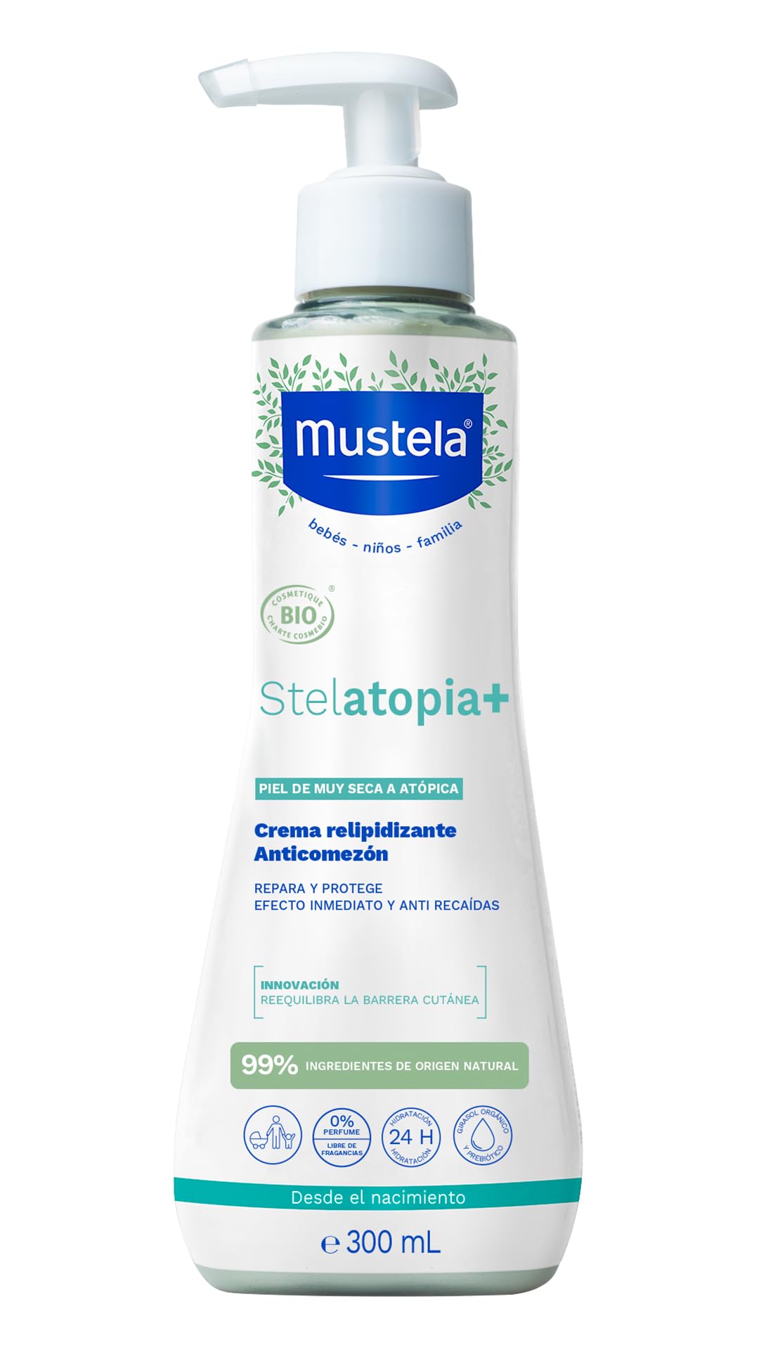 Mustela Stelatopia Anti-Itch Relief Cream Organic for Babies, Children & Whole Family - Extremely Dry Skin or Atopic Dermatitis - 300ml