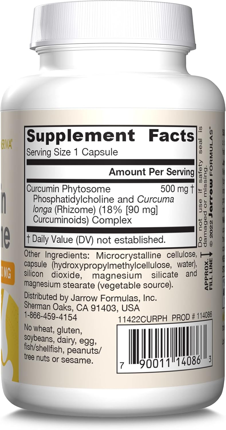 Jarrow Formulas Curcumin Phytosome 500 mg - 60 Veggie Capsules - Formulated with Meriva - Antioxidant Support Supplement - Joint Health & Support - 60 Servings